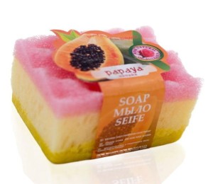 Mydło Papaja z gąbką 70G - Duże