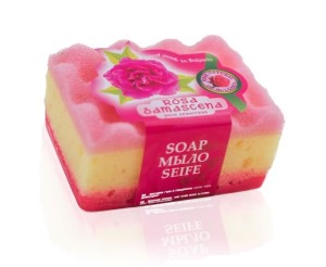 Mydło różane z gąbką 70G - Duże