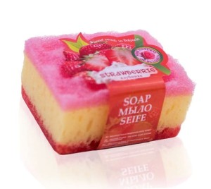 Mydło Truskawka z gąbką 70G - Duże