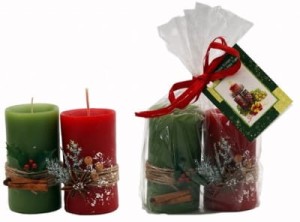 Zestaw świątecznych świec - Wesołych Świąt i Leśnej Świeżości