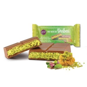 Mleczna czekolada dubajska z pistacjami i ciastem kadayif 90G